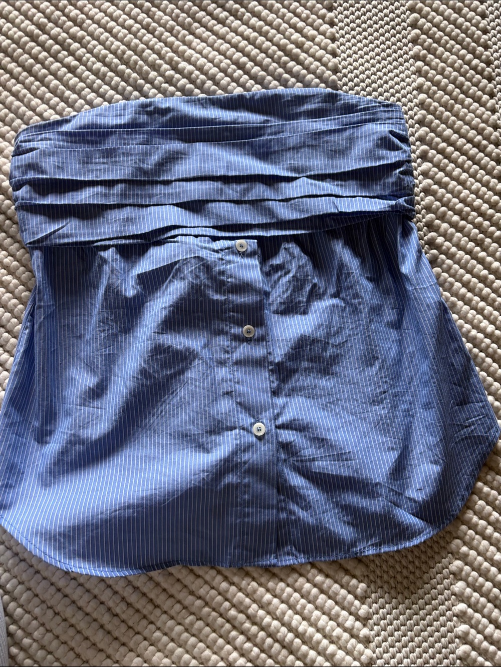Zara Blue Pinstripe Strapless Blouse